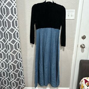 Miss Ashlee Vintage 90's sophisticate velour jean maxi dress size 6